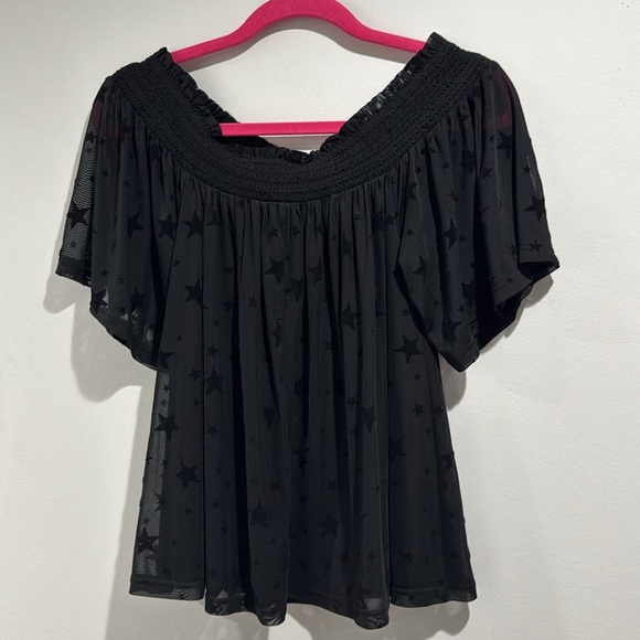 Anthropologie Maeve Black Star Off the Shoulder Top Size Small - Picture 9 of 9